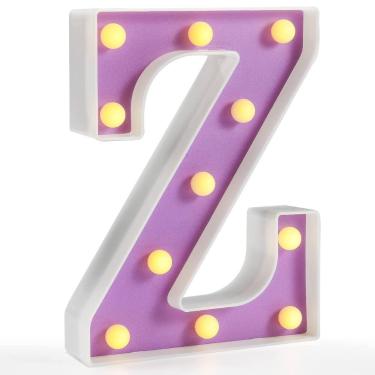 Imagem de Lâmpada de carta LED Pooqla Z roxa 22 cm de luz branca quente