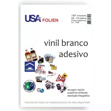 Imagem de Papel Fotografico INKJET A4 Vinil Adesivo Branco - Usa Folien