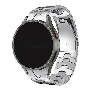 Imagem de Pulseira Metal Aço Elos Moderna LTIMPORTS compatível com Galaxy Watch 7/6/6 Classic/5/5 Pro/4/4 Classic e Galaxy Watch FE (Prata)