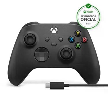 Imagem de Controle Xbox Carbon Black Preto com Cabo de Carregamento Original Lac