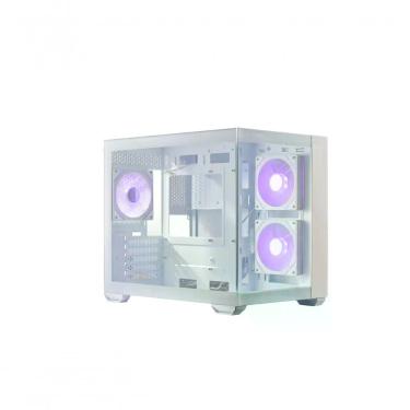 Imagem de Gabinete Gamer Elite 481 Wood Mid Tower Vidro Temperado Panoramico 3 Fans ARGB Branco Cooler Master