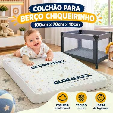 Imagem de Colchão para Berço Chiqueirinho 100x70cm Um Lado Impermeável, Conforto
