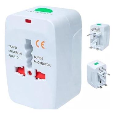 Imagem de Adaptador de Tomada Universal Internacional 150 Países | Bivolt 110V 220V | Plug Multinacional com Fecho de Segurança e LED | Viagem EUA Europa Ásia Brasil – Premium Compacto e Portátil