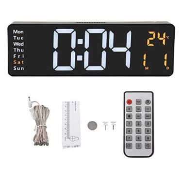 Imagem de Beufee Relógio digital, relógio de parede digital de LED, relógio de parede com tela grande, relógio de sala de estar com controle remoto, data e exibição de temperatura