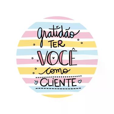Imagem de Adesivos Personalizados Gratidão Ter Você Como Cliente 5x5cm Rosa