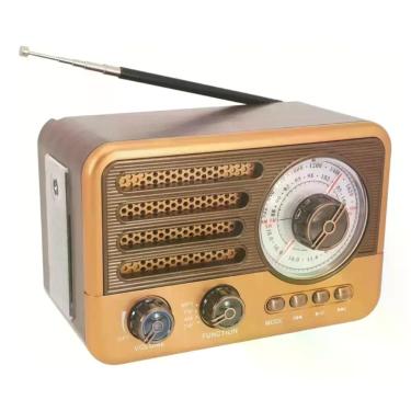 Imagem de Rádio Retrô Vintage Bluetooth Portátil AM/FM/SW USB SD Lanterna Recarr