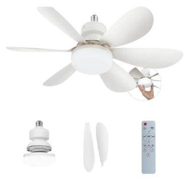 Imagem de Lâmpada Ventilador de Teto LED 30W com Controle Remoto – Silenciosa, Eficiente e Moderna (Base E27) instalação em bocal de Lâmpada comum
