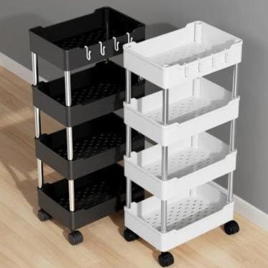 Imagem de Carrinho Organizador Multiuso 4 Andares com Rodinhas para Cozinha Banheiro Quarto Escritório Armário Slim Porta Objetos (Aleatorio,P)