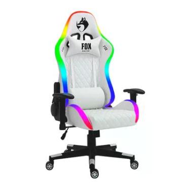 Imagem de Cadeira Gamer Fox Racer, Peso Suportado até 130Kg, LED RGB, Branco