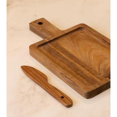 Imagem de CJ 2 Peças - Lignum Bandeja + Faquinha Madeira Acácia 23x13 - Wolff