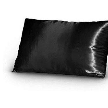 Imagem de 2 Fronhas De Cetim Seda Preto Anti Frizz Alto Brilho