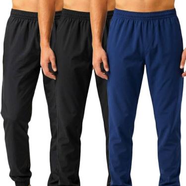 Imagem de Kit 3 Calças de Tactel Leve Jogger Masculina Academia Casual Treino Es