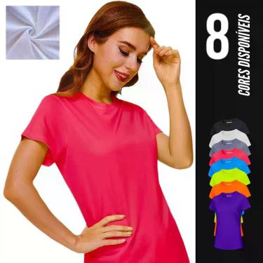 Imagem de Camiseta Blusinha Dry MALHA FRIA POLIAMIDA Tecido Furadinho feminina A