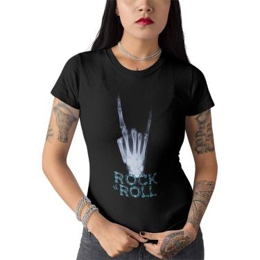 Imagem de Camiseta Feminina Rock N' Roll Raio-X Preta - Hipsters, M, Preto