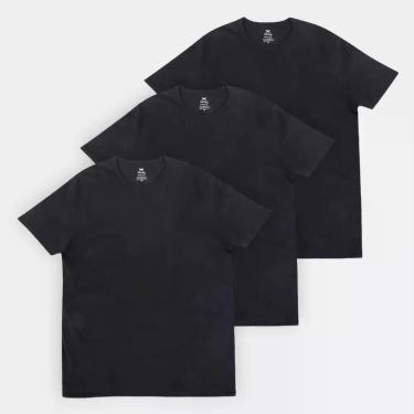 Imagem de Kit Camisetas Hering Básicas Com 3 Peças Masculinas, Preto, M