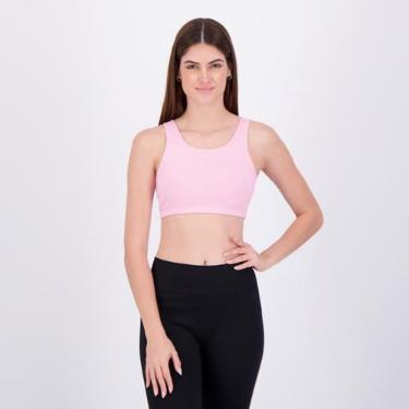 Imagem de Top Fila Essential II Feminino Rosa e Branco, GG