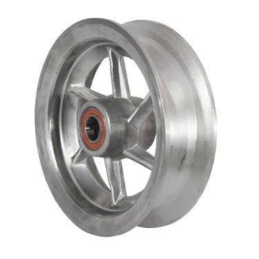 Imagem de Roda Alumínio Aro 8'' com 2 Rolamentos para Carrinho de Mão Carga Carriola Pneus 3,25 E 3,50 Gastrobel