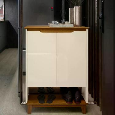 Imagem de Aparador Sapateira Sala Hall Flow 2 Portas Pés Madeira Off White/freijo Off White/freijo
