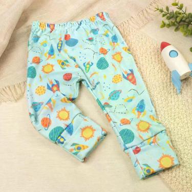 Imagem de Calça Para Bebês Tecido Macelin Estampadinho e Pé Reversível de 0 a 12