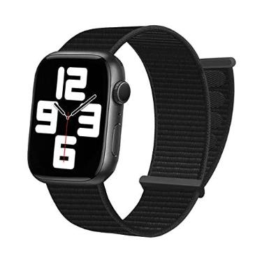 Imagem de Pulseira de nylon compatível com Apple Watch: pulseira esportiva para iWatch Series (preto escuro, 44/45/46/49/42 mm (série 3 2 1))
