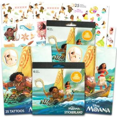 Imagem de Disney Conjunto De Adesivos E Tatuagens Da Moana - Pacote Com 50 Temporárias, Mais 200 Adesivos, Lembrancinhas Para Festas