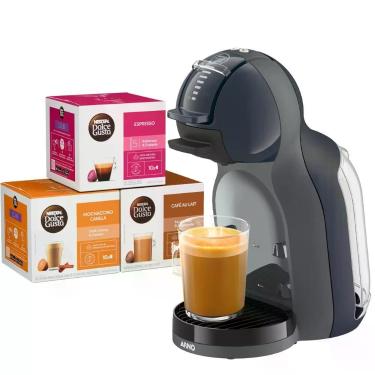 Imagem de Kit Cafeteira Cápsula Dolce Gusto Mini Me 2.0 Plástico 0,8L Cinza Chumbo 220V