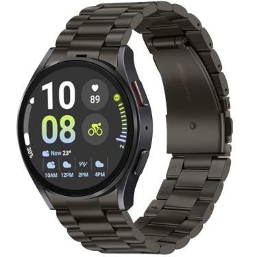 Imagem de Tasikar Trelas No Gap compatível com Samsung Galaxy Watch 7/6/5/4/FE 44 mm 40 mm/6 Classic Band 47 mm 43 mm/5 Pro 45 mm/4 Classic 46 mm 42 mm, 20 mm correia de metal para homem mulher, grafite
