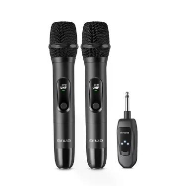 Imagem de Microfone sem Fio AWS-MIC-01 Wireless UHF Redução de Ruído Metal Preto Bivolt Aiwa