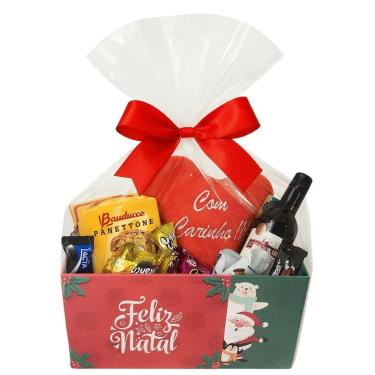 Imagem de O Melhor Presente de Natal Cesta Vinho Panettone Coração - Bauducco