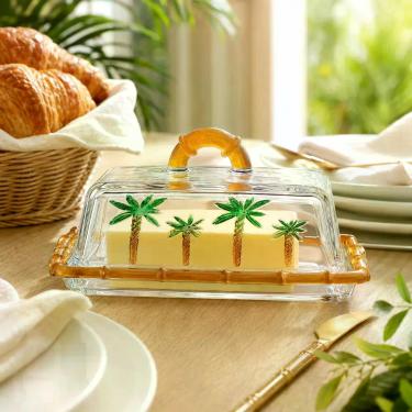 Imagem de Manteigueira palm 16,5cm vdr - GNJ HOME DECOR