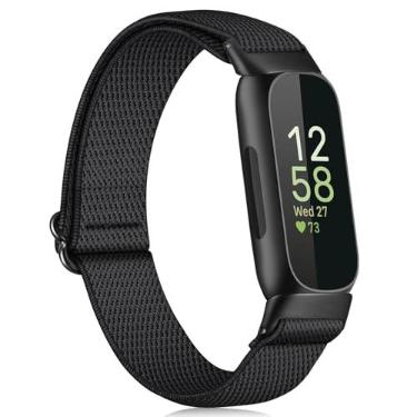 Imagem de Fintie Pulseira de nylon elástica compatível com Fitbit Inspire 2/HR/Inspire, pulseira de reposição respirável (preto)
