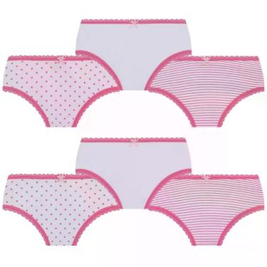Imagem de Kit 6 Calcinha Lobinha Infantil Kids Lupo Algodão Estampada - ROSA - M