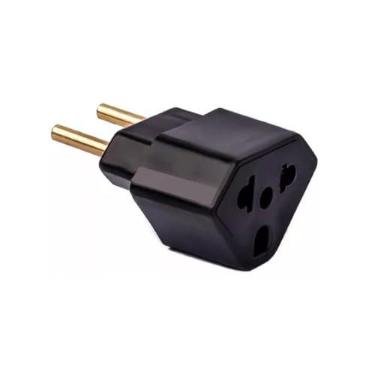 Imagem de Adaptador de Tomada Universal 10A e 20A 2 Polos Padrão Brasileiro e Americano (PRETO)