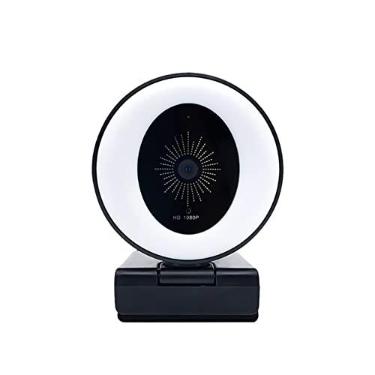 Imagem de Webcam de alta resolução 1080P com luz ajustável e microfones redutores de ruído, USB WebCam para aprendizagem online, reunião e gravação de vídeo, adequada para Windows, iOS, Android, etc.