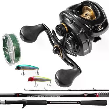 Imagem de Carretilha Brisa LS 11000 Vara Daiwa Strikeforce Linha Multi e 2 Iscas