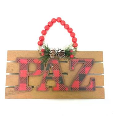 Imagem de Placa Decorativa De Natal Paz 20cm Md1270 - Tok Da Casa