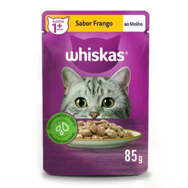 Imagem de Ração Úmida Whiskas Sachê Frango ao Molho para Gatos Adultos 85 g, Fra