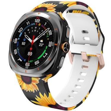Imagem de Pulseiras SPINYE compatíveis com Samsung Galaxy Watch Ultra de 47 mm 2025/2024, pulseira de silicone esportiva sem brecha com padrão de impressão para Samsung Galaxy Watch Ultra 2 / Ultra 47 mm