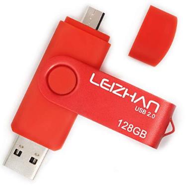 Imagem de Pendrive de metal LEIZHAN 32 GB OTG USB Flash Drive 64GB128GB para smartphone Android USB 2.0 Micro USB Pen Drive para Samsung, Huawei, Red(Micro+USB2.0), 128GB
