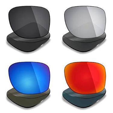 Imagem de Mryok 4 pares de lentes polarizadas de substituição para óculos de sol Ray-Ban RB4258F 52 mm – Stealth preto/vermelho fogo/azul gelo/titânio prateado