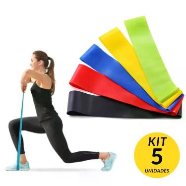 Imagem de Faixa Elástica Fisioterapia Academia Exercício Thera Band Kit c/ 5