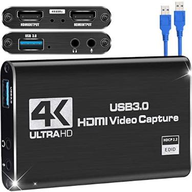 Imagem de Placa de captura de vídeo Nintendo Switch, Placa de captura de jogos 4K 1080P 60FPS, Placa de captura Nintendo Switch USB 3.0 para streaming de vídeo, Dispositivo de captura de tela Funciona com PS4/PC/OBS/DSLR/Câmera