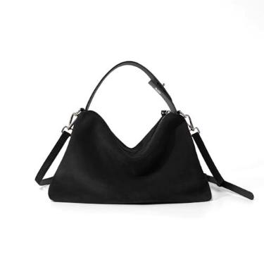 Imagem de VAKAER Bolsa feminina de camurça, bolsa tiracolo de couro de camurça com alça ajustável bolsa de ombro nobuck Hobo, Preto, One Size