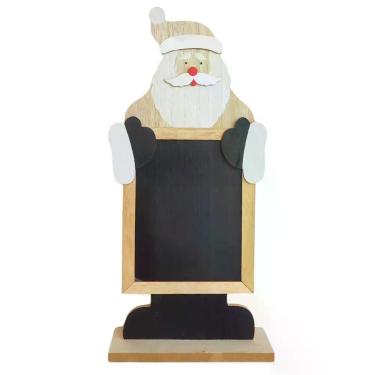 Imagem de Quadro Negro Enfeite Natalino Modelo Papai Noel 48x22x8cm Madeira - Wi
