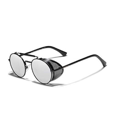 Imagem de Óculos de Sol Masculino Redondo Steampunk Kingseven Proteção Polarizados UV400 Anti-Reflexo N7550 (C8)