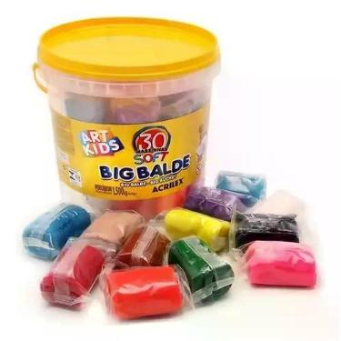 Imagem de Massinhas De Modelar Acrilex Big Balde Soft 30 Un 50g Cores Variadas