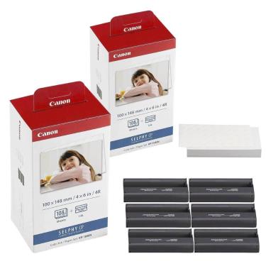 Imagem de Kit De Impressão Canon Kp-108in 216 Papéis E 6 Tintas Para Impressora 