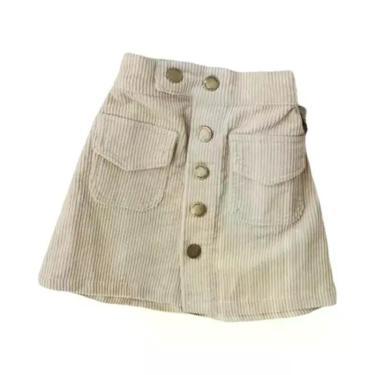 Imagem de Saia Curta De Corduroy Para Meninas, Cor Sólida, Primavera E Outono - 