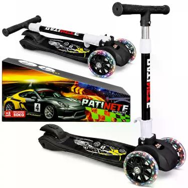 Imagem de Patinete Super Scooter Carros 3 Rodinhas Reforçado com Luz Super Black