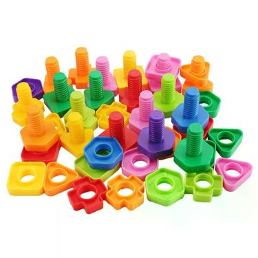 Imagem de Brinquedo De Montar Interativo Plastico Blocos Infantil Coloridos Parafuso Encaixar